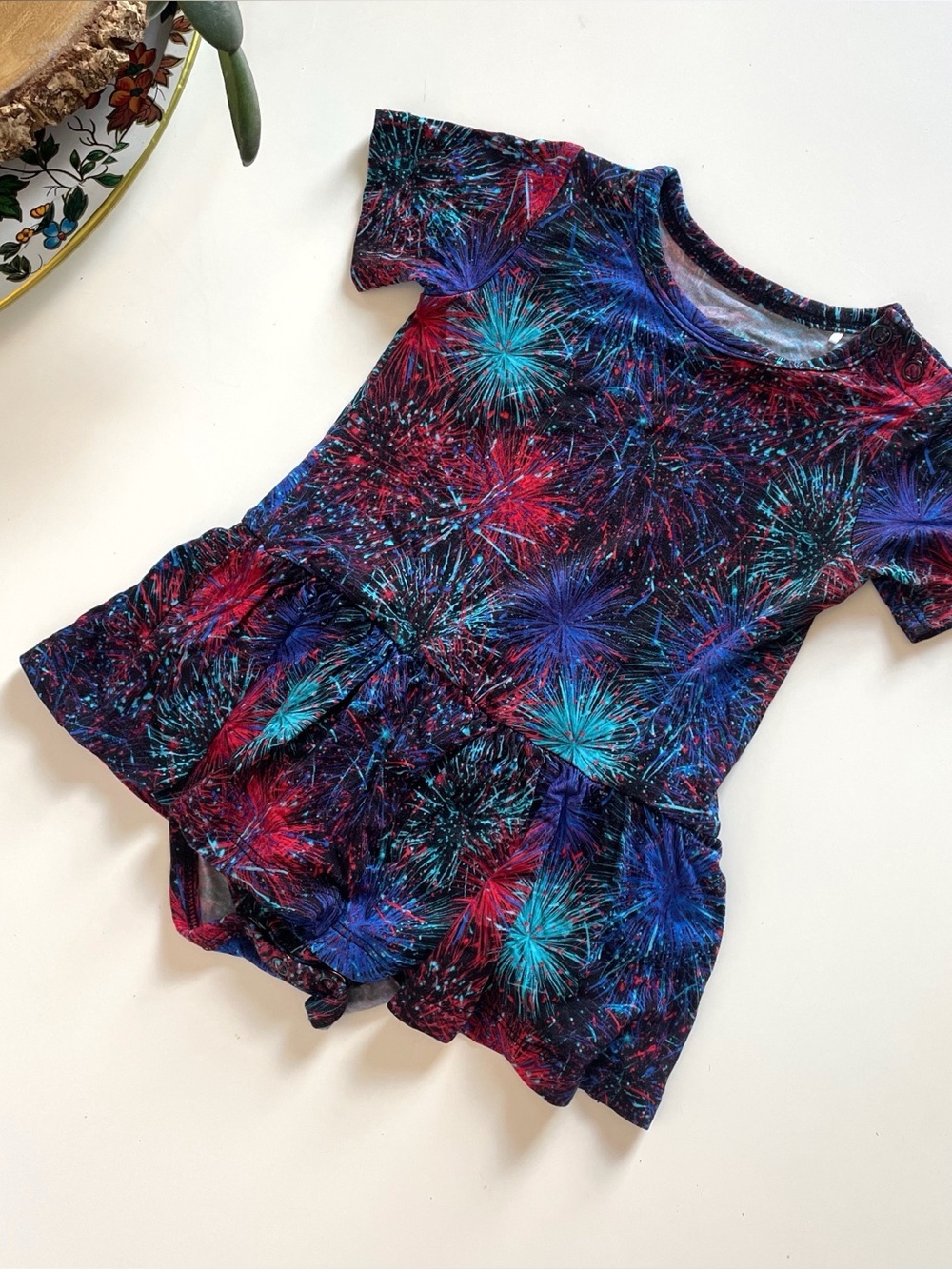 Gigi and Max Bamboo Fireworks Fourth Of July Skirted Bodysuit | 12m